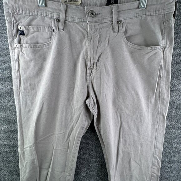 AG Adriano Goldschmied Matchbox Slim Straight Women Pants Beige Khaki USA 33 - Picture 1 of 16